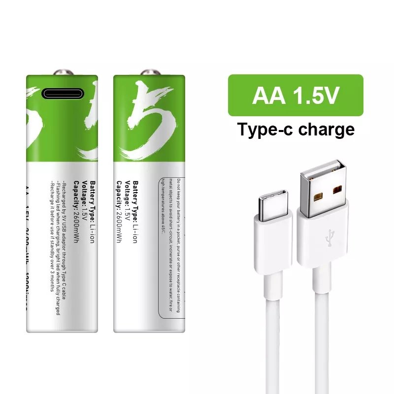 Type-C Rechargeable Batteries (AA & AAA)